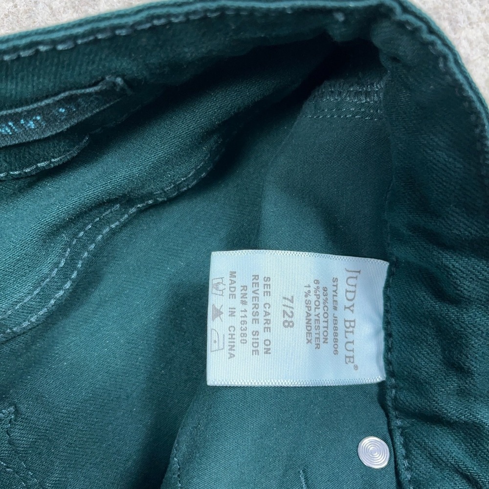 Judy Blue Jeans Women 7 28 Green Wide Leg Crop Tummy Control Garment Dyed - Picture 11 of 13